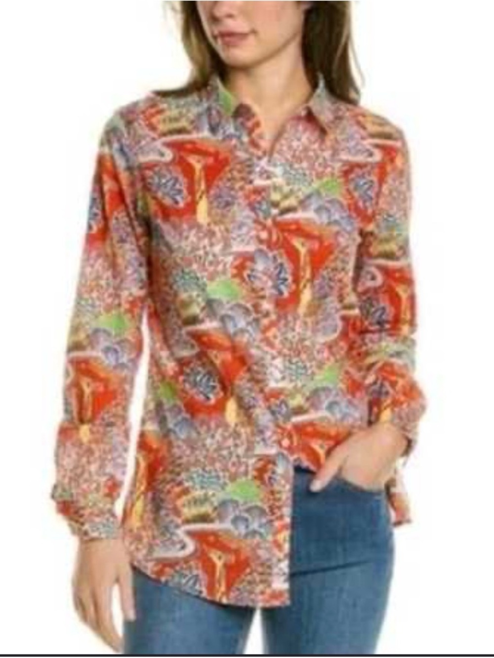 J Mclaughlin $198 New Lois Button Down Floral Bird Long Sleeve Shirt Small